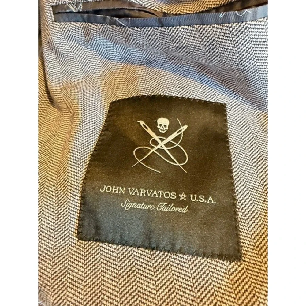 John Varvatos USA Varick Blazer 42R Light Blue Herringbone Two Button Jacket NEW